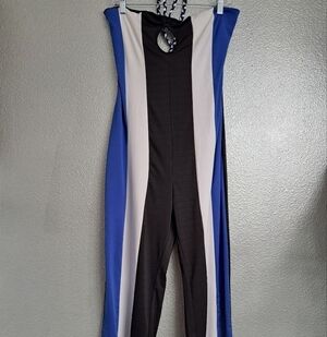 Black, White & Blue Jump Suit